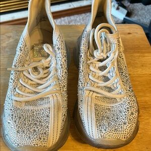 Steve Madden White Sneakers with rhinestone Finish